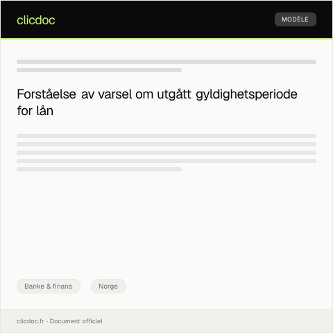 Document preview: Varsel om utgått gyldighetsperiode for lån — Banke & finans, Norge