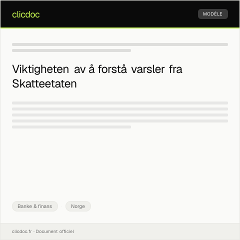 Document preview: Varsel om endring i vilkår for kontoen — Banke & finans, Norge