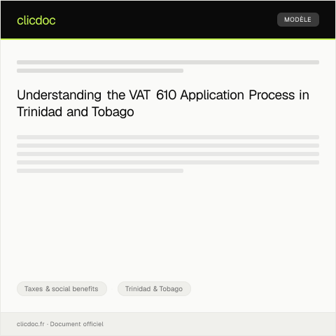 Document preview: [VAT 610] VAT Application for Clearance Certificate — Taxes & social benefits, Trinidad & Tobago
