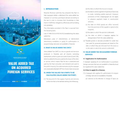 Document preview: Brochure VAT on acquired Foreign Services 2024 Engl — Brochure / guide, Rwanda (CERFA n°Brochure_VAT_on_acquired_Foreign_Services_2024-Engl)