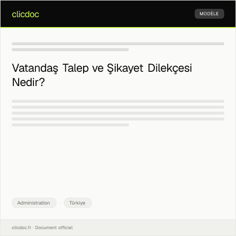 Document preview: Vatandaş Talep ve Şikayet Dilekçesi — Administration, Türkiye