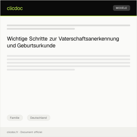 Dokumentvorschau: Vaterschaftsanerkennung und Ausfertigung der Geburtsurkunde — Familie, Deutschland