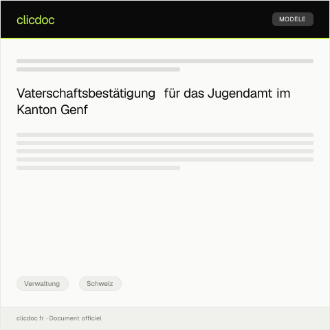 Dokumentvorschau: Vaterschaftsbestätigung für das Jugendamt im Kanton Genf — Verwaltung, Schweiz