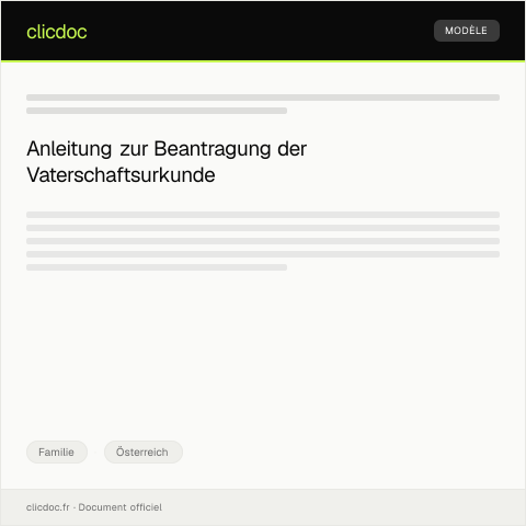 Dokumentvorschau: Vaterschaftsurkunde beim Standesamt anfordern — Familie, Österreich