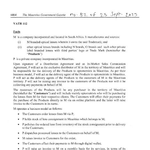 Document preview: VATR 112 — Document, Mauritius (CERFA n°VATR112)