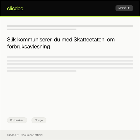 Document preview: Vedrørende forbruksavlesning — Forbruker, Norge