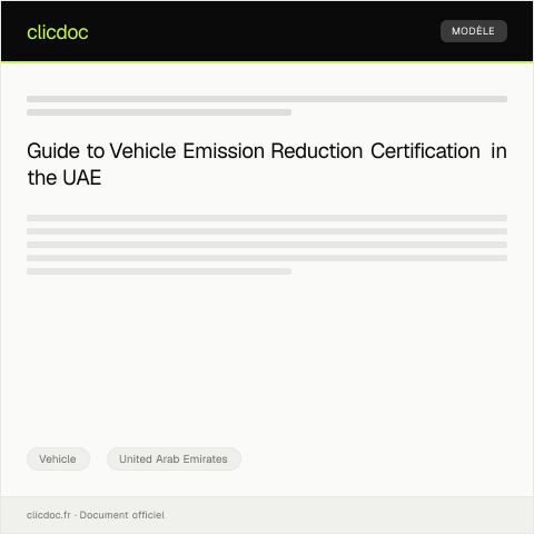 Document preview: Request for Vehicle Emission Reduction Certification (طلب شهادة خفض انبعاثات المركبة) — Vehicle, United Arab Emirates