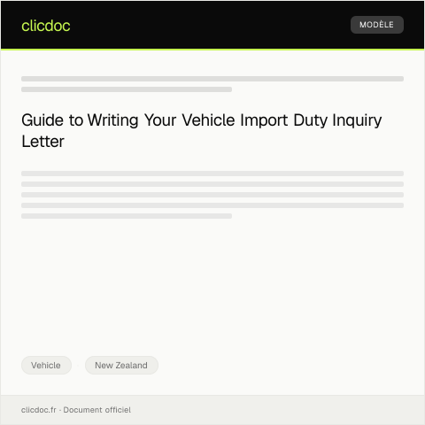 Document preview: Inquiry about Vehicle Import Duty Payments — Vehicle, New Zealand