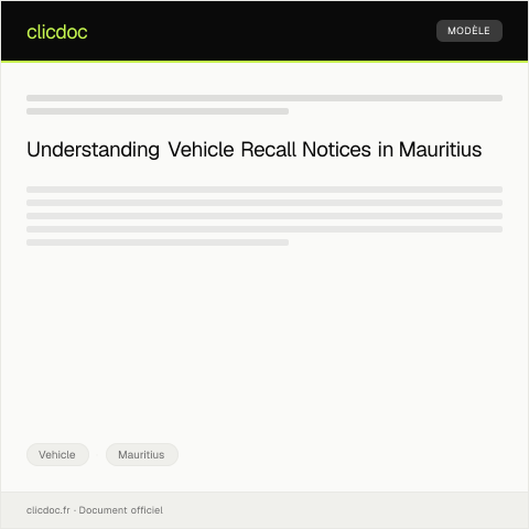 Document preview: Notification of Vehicle Recall Notice — Vehicle, Mauritius