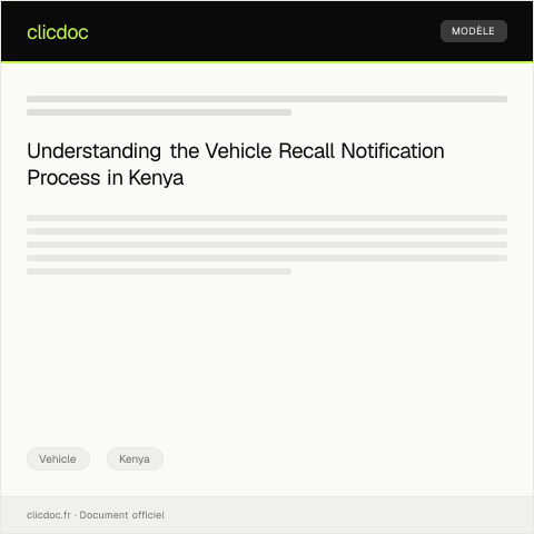 Document preview: Notification of Vehicle Recall (Form VEHI-RECALL024) — Vehicle, Kenya