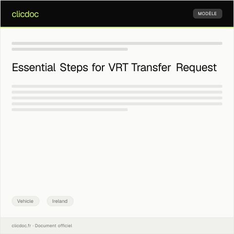 Document preview: Request for Vehicle Registration Certificate (VRT) Transfer — Vehicle, Ireland