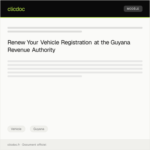 Document preview: Application for Vehicle Registration Renewal at the Guyana Revenue Authority — Vehicle, Guyana