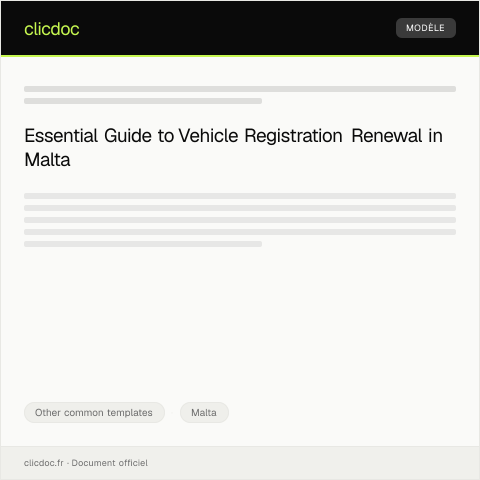 Document preview: Request for Vehicle Registration Renewal / Talba Għall-Ħelsien ta' Reġistrazzjoni tal-Vettura — Other common templates, Malta