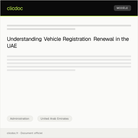 Document preview: Notification of Vehicle Registration Renewal via Dubai Roads & Transport Authority — Administration, United Arab Emirates