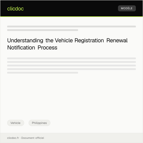 Document preview: Notification of Vehicle Registration Renewal to Land Transportation Office — Vehicle, Philippines