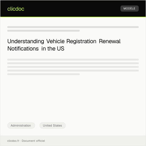 Document preview: Notification of Vehicle Registration Renewal Due Reminder — Administration, United States