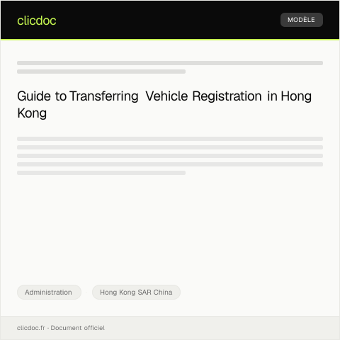 Document preview: Application for Vehicle Registration Transfer at Transport Department — Administration, Hong Kong SAR China