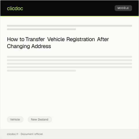 Document preview: Application for vehicle registration transfer due to address change — Vehicle, New Zealand
