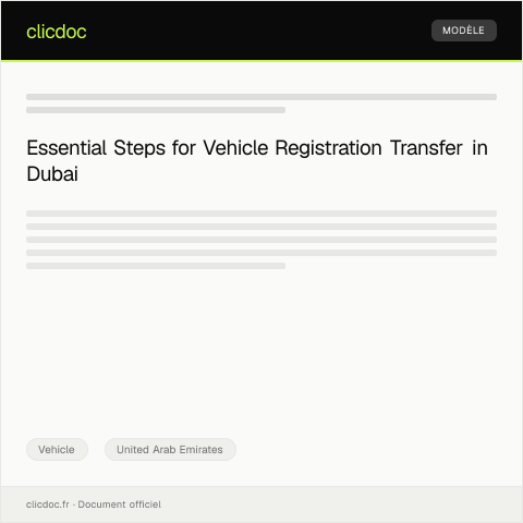 Document preview: Request for Vehicle Registration Transfer from Roads and Transport Authority (RTA) Dubai — Vehicle, United Arab Emirates