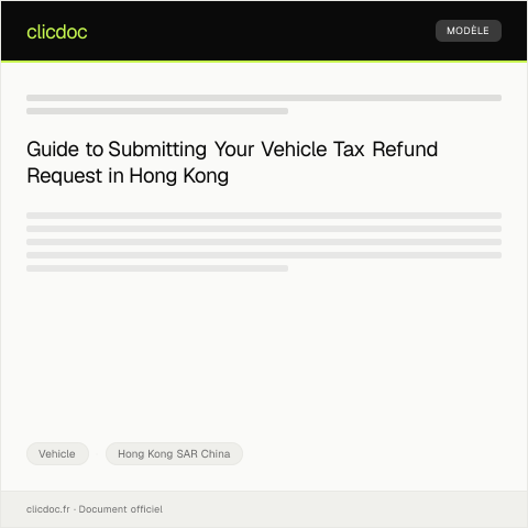 Document preview: Request for Vehicle Tax Refund (Form VTR43) 車輛稅款退款申請（表格 VTR43） — Vehicle, Hong Kong SAR China
