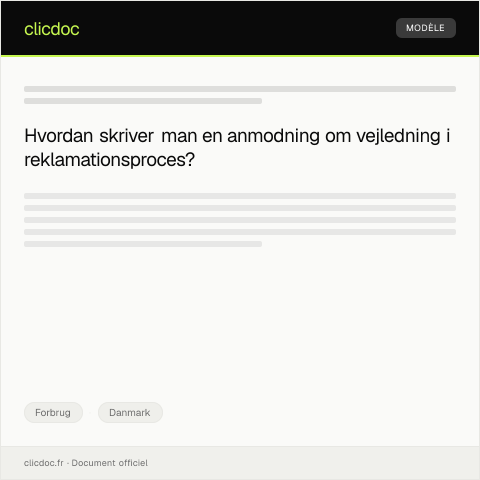 Document preview: Anmodning om vejledning i reklamationsproces — Forbrug, Danmark