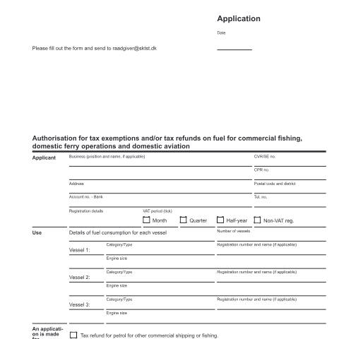 Document preview: Authorisation for tax exemptions and/or tax refunds on fuel for commercial fishing, domestic ferry operations and domestic aviation — 23 Excise duties; energy, Danmark (CERFA n°23.024)