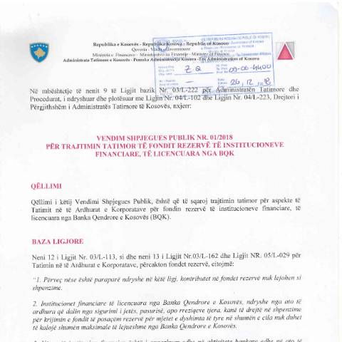 Document preview: Vendim Shpjegues Publik Nr. 01/2018 — Shpjegimet Publike, Kosovë