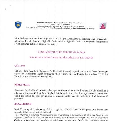 Document preview: Vendim Shpjegues Publik Nr.04/2016 — Shpjegimet Publike, Kosovë
