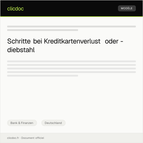 Dokumentvorschau: Verfahren bei Verlust oder Diebstahl von Kreditkarten — Bank & Finanzen, Deutschland