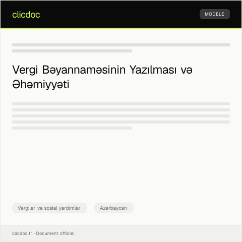 Document preview: Vergi bəyannaməsi — Vergilər və sosial yardımlar, Azərbaycan