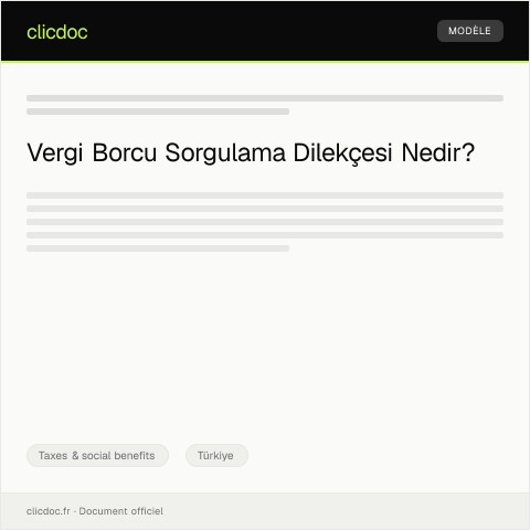 Document preview: Vergi Borcu Sorgulama Dilekçesi — Taxes & social benefits, Türkiye