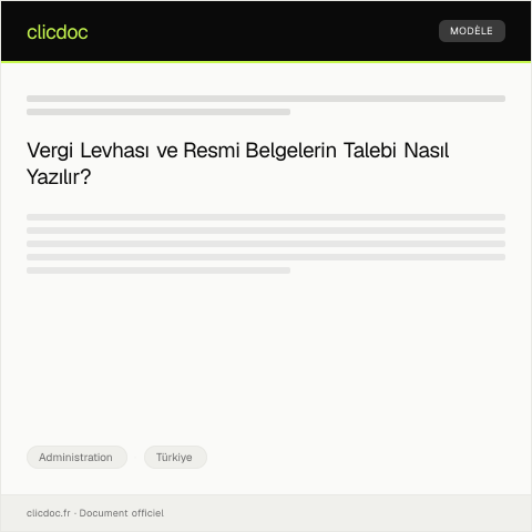 Document preview: Vergi Levhası ve Resmi Belgelerin Talebi — Administration, Türkiye