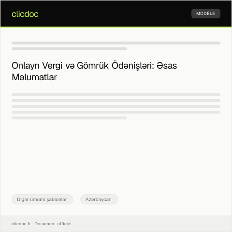 Document preview: Vergi və gömrük ödənişlərinin onlayn həyata keçirilməsi — Digər ümumi şablonlar, Azərbaycan