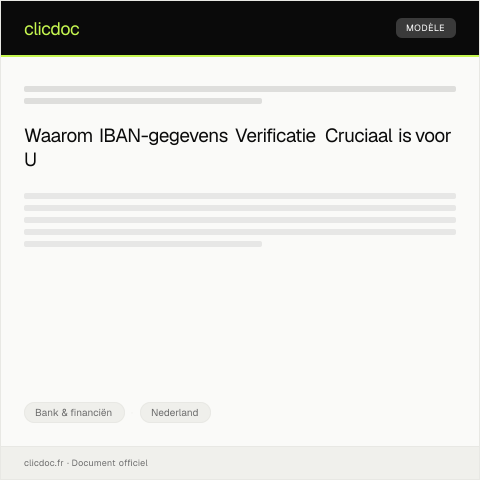 Documentvoorvertoning: Verificatie van uw IBAN-gegevens — Bank & financiën, Nederland