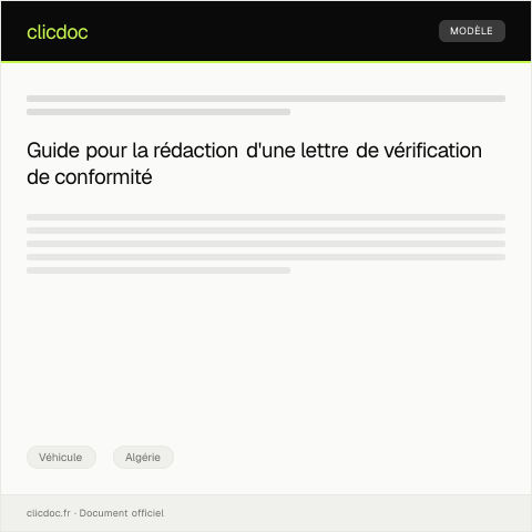 Aperçu du document Procédure pour vérification de conformité après modification technique — Véhicule, Algérie