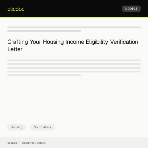 Document preview: Verification of Housing Income Eligibility — Housing, South Africa