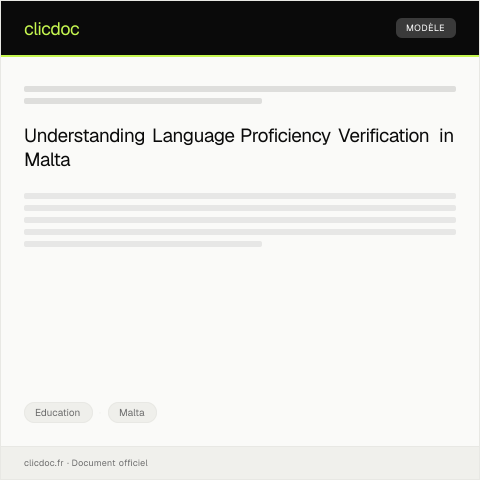 Document preview: Verification of Language Proficiency Test Results — Education, Malta