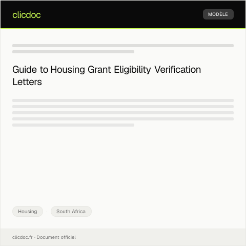 Document preview: Verification of Housing Grant Eligibility — Housing, South Africa