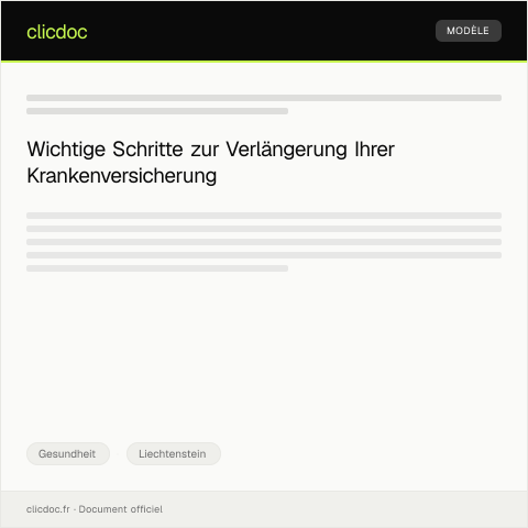 Dokumentvorschau: Verlängerung der Krankenversicherung — Gesundheit, Liechtenstein