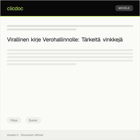 Document preview: Verohallinnon yritystilityspäätös — Yritys, Suomi