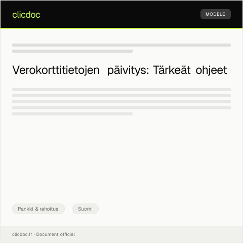 Document preview: Verokorttitietojen päivityspyyntö — Pankki & rahoitus, Suomi