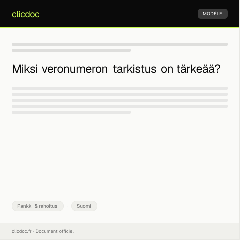 Document preview: Veronumeron tarkistus — Pankki & rahoitus, Suomi