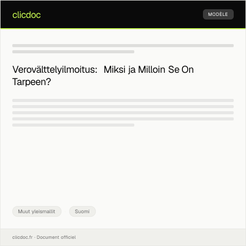 Document preview: Verovälttelyilmoitus — Muut yleismallit, Suomi