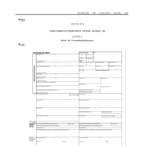 Dokumentvorschau: Za296-3 — Versandbegleitdokument ("VBD", Anhang B-02 UZK-DA) — Zoll, Österreich (CERFA n°Za296-3)