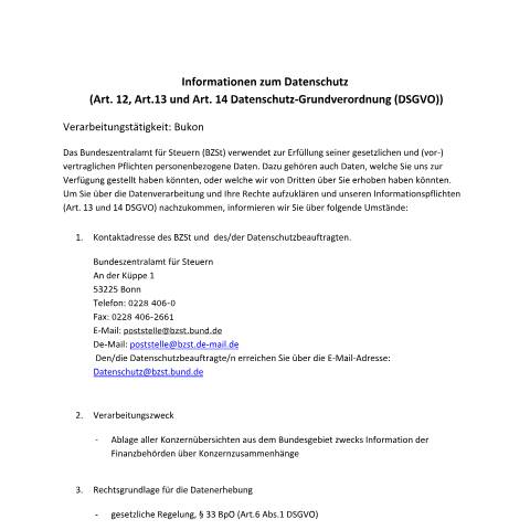 Dokumentvorschau: Bukon — BZSt/Informationen_zum_Datenschutz, Deutschland (CERFA n°Bukon)