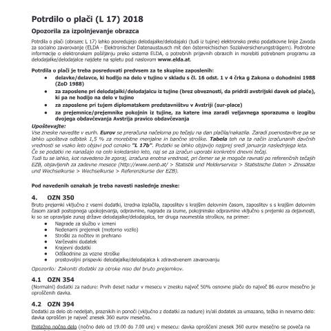 Dokumentvorschau: L17a-SI — Plačilni list (L 17) 2018 — Steuern, Österreich (CERFA n°L17a-SI)