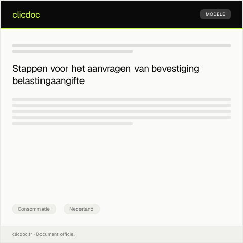 Documentvoorvertoning: Verzoek om bevestiging van belastingaangifte ontvangst — Consommatie, Nederland