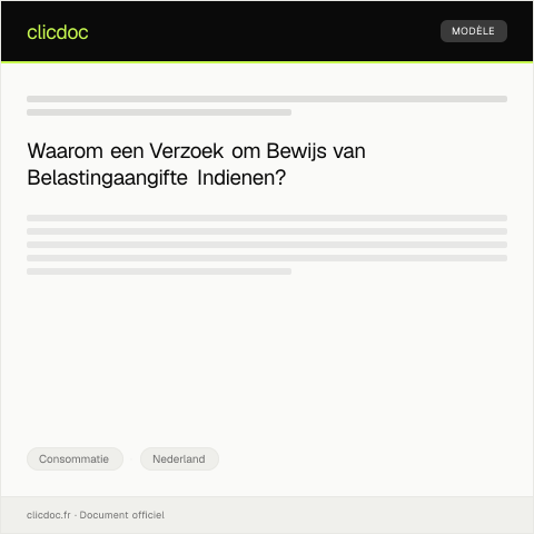 Documentvoorvertoning: Verzoek om bewijs van belastingaangifte — Consommatie, Nederland
