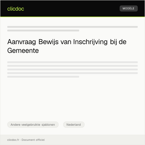 Documentvoorvertoning: Verzoek om bewijs van inschrijving bij de gemeente — Andere veelgebruikte sjablonen, Nederland