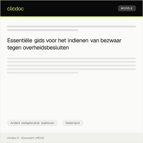Documentvoorvertoning: Verzoek om bezwaar indienen tegen overheidsbesluit — Andere veelgebruikte sjablonen, Nederland